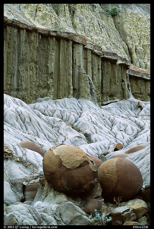 Cannon balls and erosion formations. Theodore Roosevelt  National Park, North Dakota, USA.