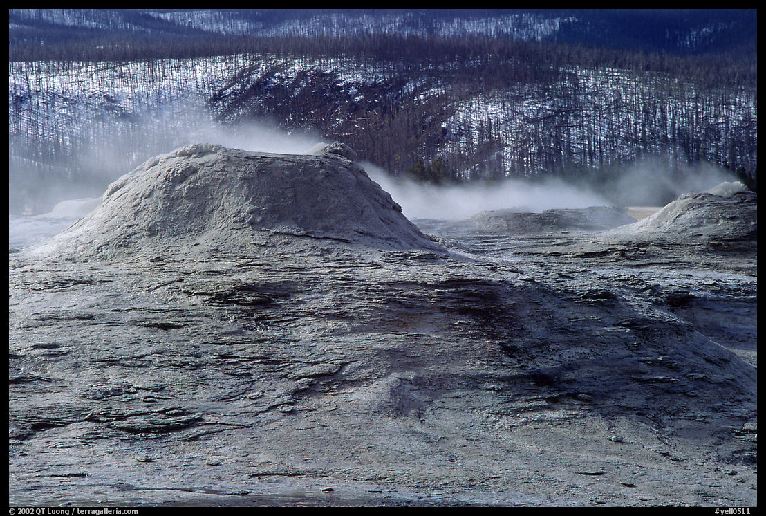 Geyser cone in Upper geyser basin. Yellowstone National Park