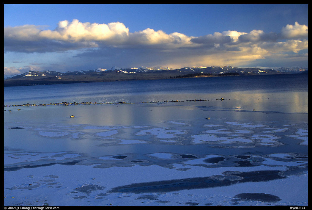 Ice on Yellowstone lake. Yellowstone National Park, Wyoming, USA.