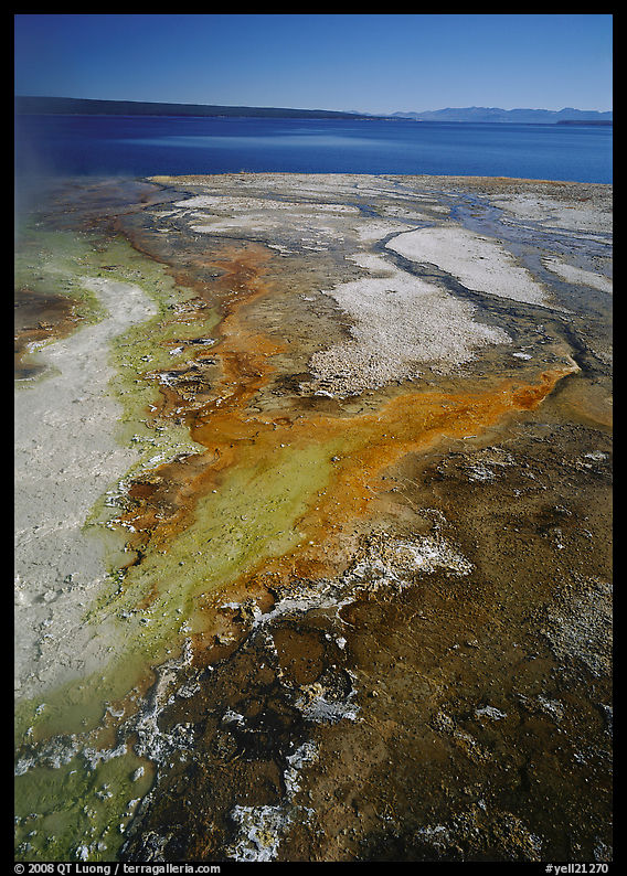 West Thumb geyser basin and Yellowstone lake. Yellowstone National Park