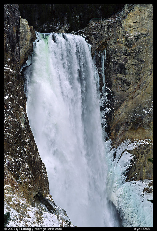Lower Falls of the Yellowstone river in winter. Yellowstone National Park