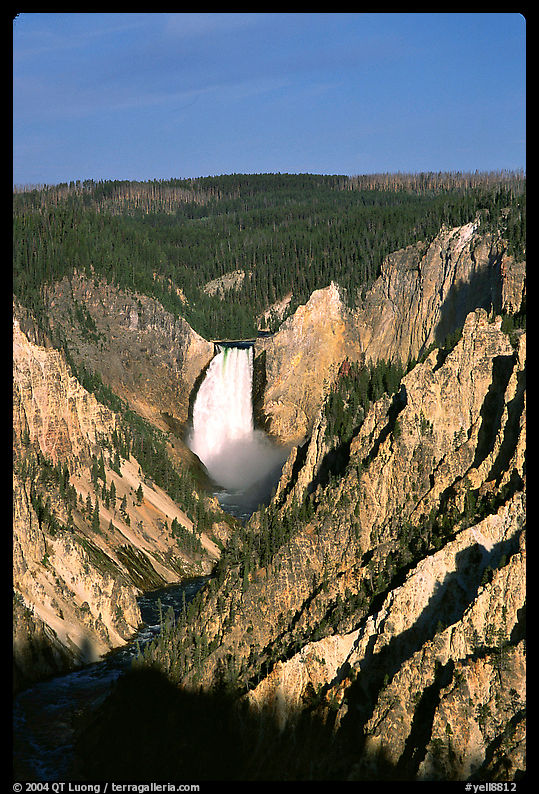 Falls of the Yellowstone River, early morning. Yellowstone National Park, Wyoming, USA.