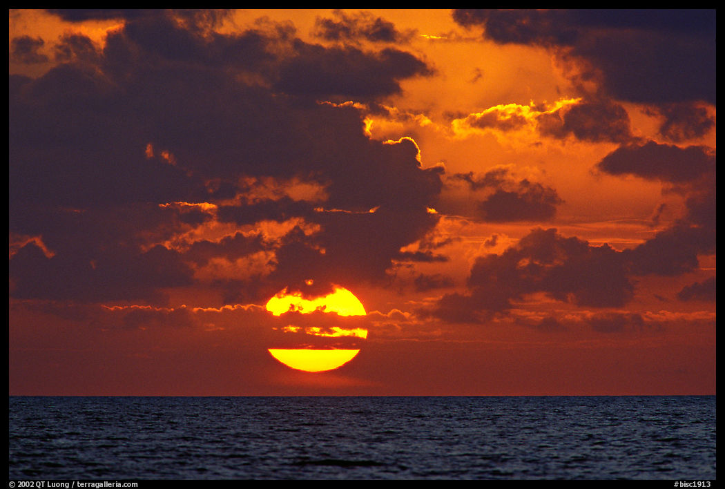 Sun rises over the Atlantic ocean. Biscayne National Park, Florida, USA.