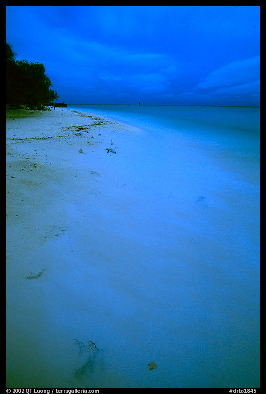 Beach at dusk. Dry Tortugas  National Park, Florida, USA.