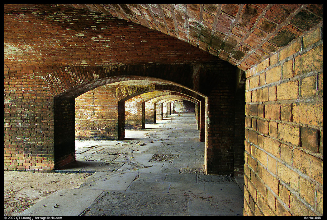 Gallery on the first floor of Fort Jefferson. Dry Tortugas  National Park, Florida, USA.