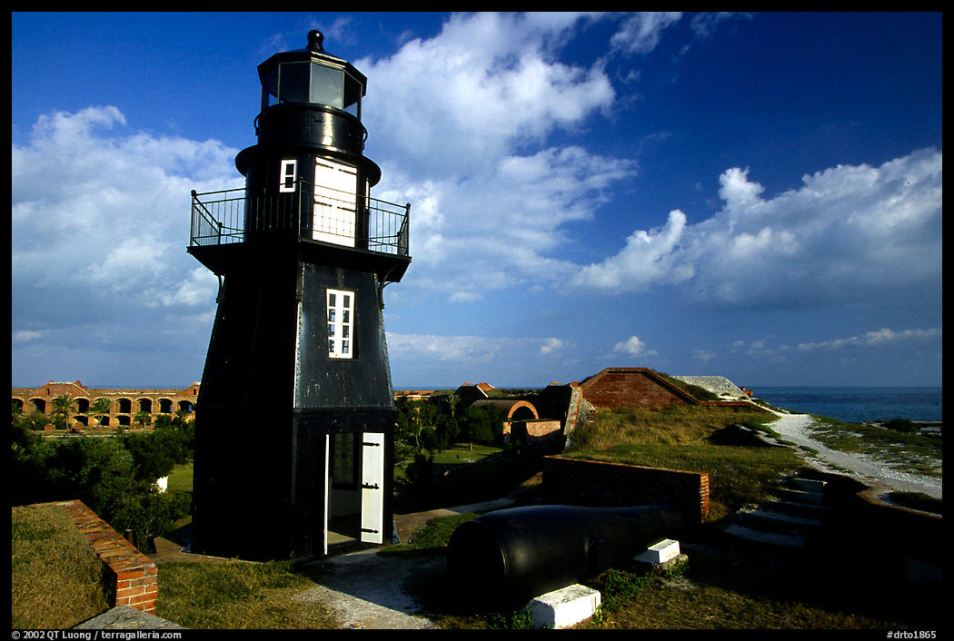 Fort Jefferson lighthouse overlooking Ocean,  early morning. Dry Tortugas  National Park, Florida, USA.