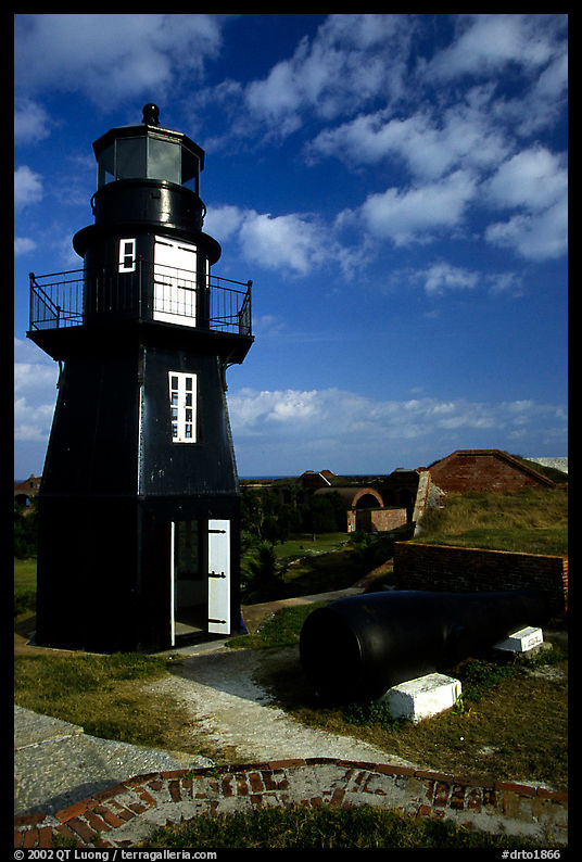 Fort Jefferson lighthouse, early morning. Dry Tortugas  National Park, Florida, USA.