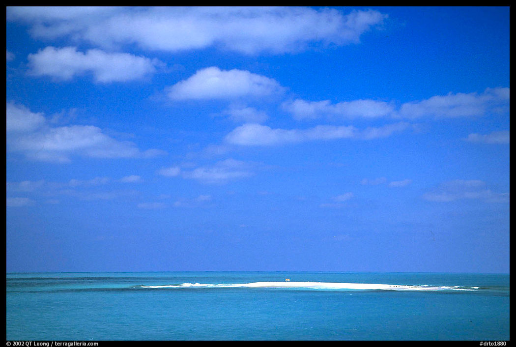 Hospital Key barely emerging from Ocean. Dry Tortugas  National Park, Florida, USA.