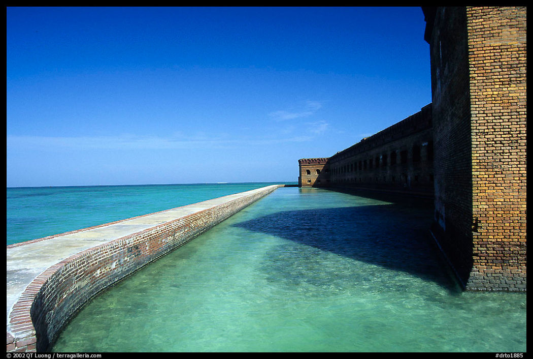 Fort Jefferson moat and seawall. Dry Tortugas  National Park, Florida, USA.