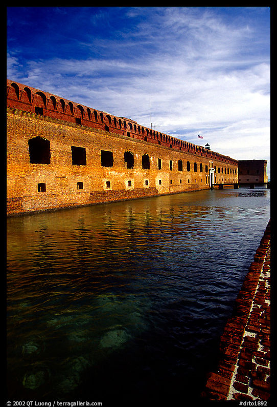 Fort Jefferson moat and thick brick walls. Dry Tortugas  National Park, Florida, USA.