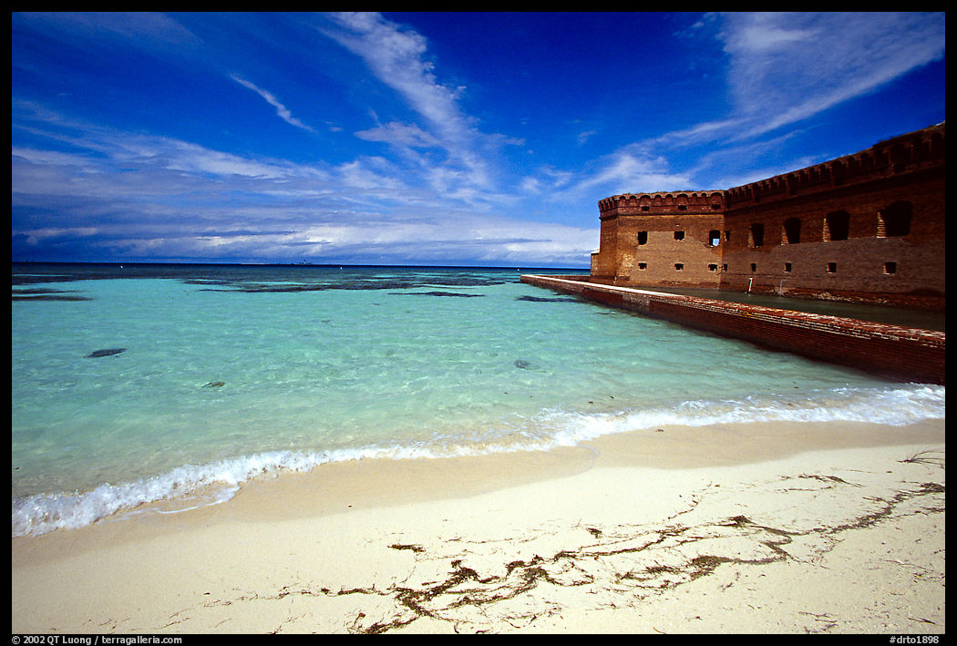 Beach and Fort Jefferson. Dry Tortugas  National Park