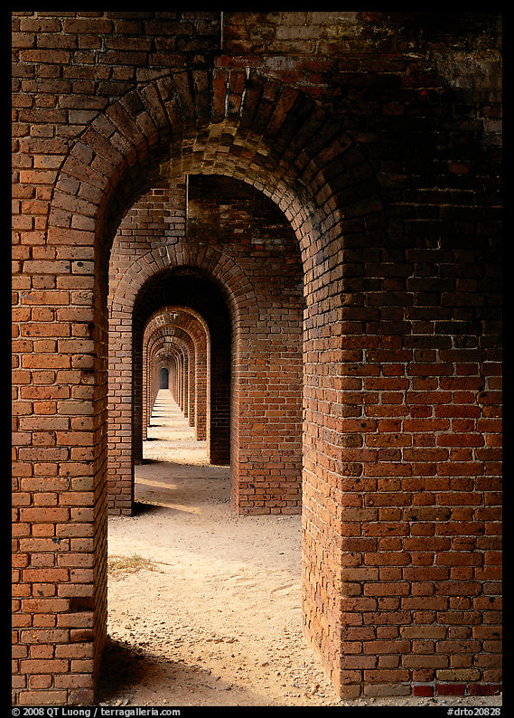 Arches on the second floor of Fort Jefferson. Dry Tortugas  National Park, Florida, USA.