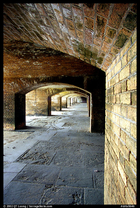 Gallery on the first floor of Fort Jefferson. Dry Tortugas  National Park, Florida, USA.