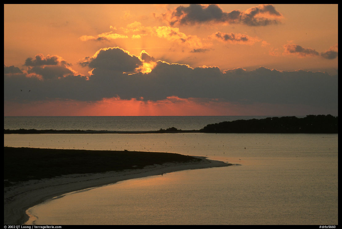 Sunrise over Long Key and Bush Key. Dry Tortugas  National Park, Florida, USA.