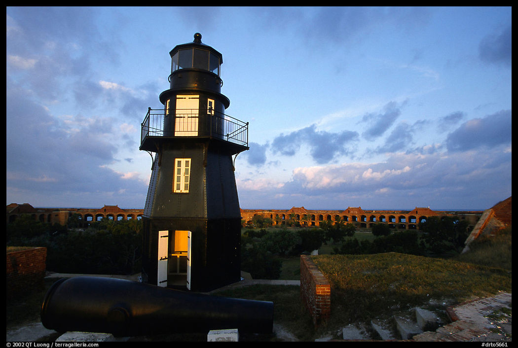 Fort Jefferson harbor light, sunrise. Dry Tortugas  National Park, Florida, USA.