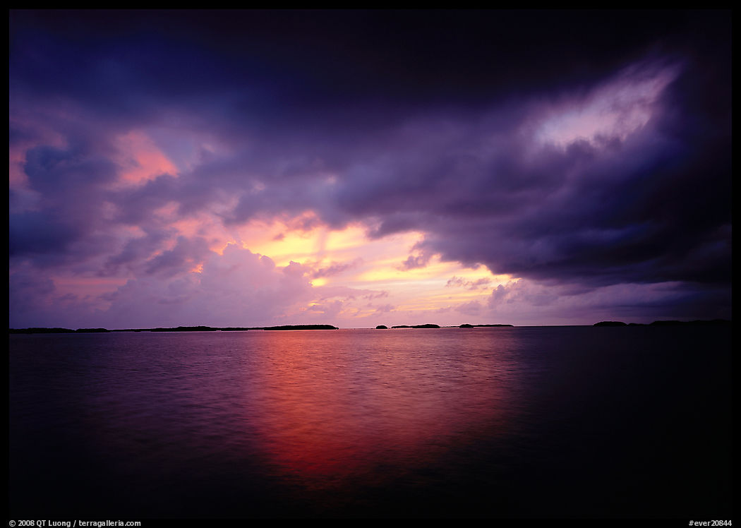 Storm clouds over Florida Bay at sunset. Everglades  National Park, Florida, USA.