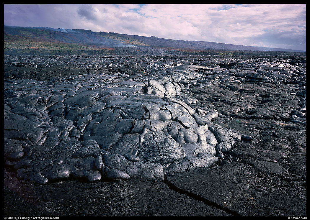 Freshly cooled lava on plain. Hawaii Volcanoes National Park
