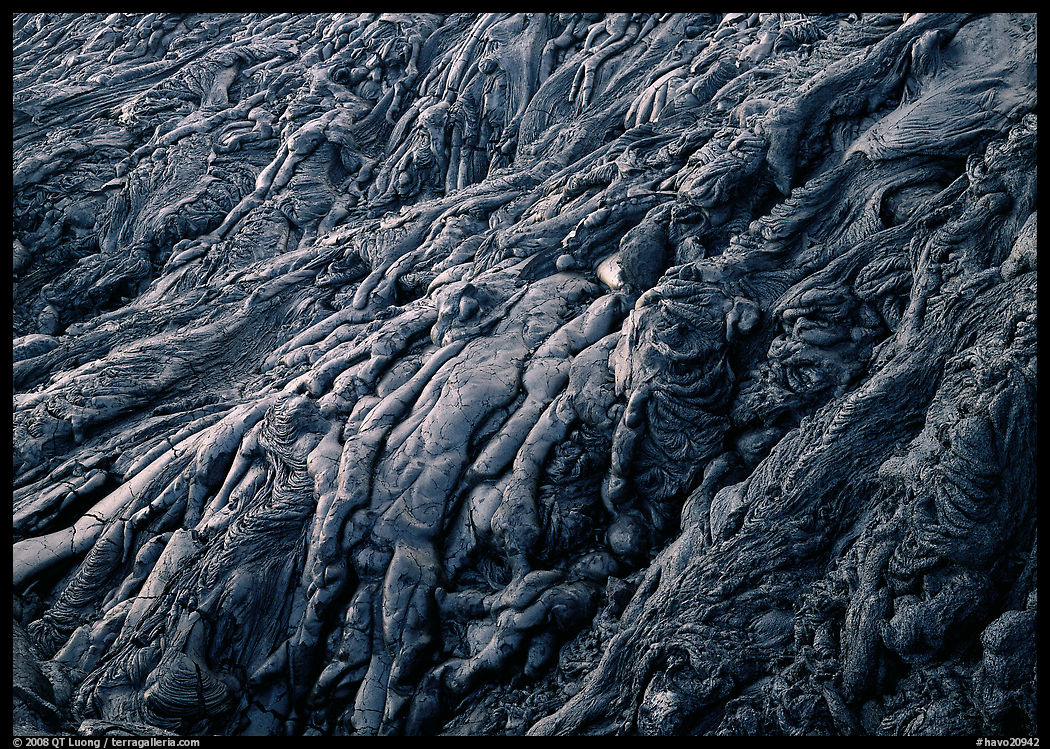 Ripples of hardened pahoehoe lava. Hawaii Volcanoes National Park, Hawaii, USA.