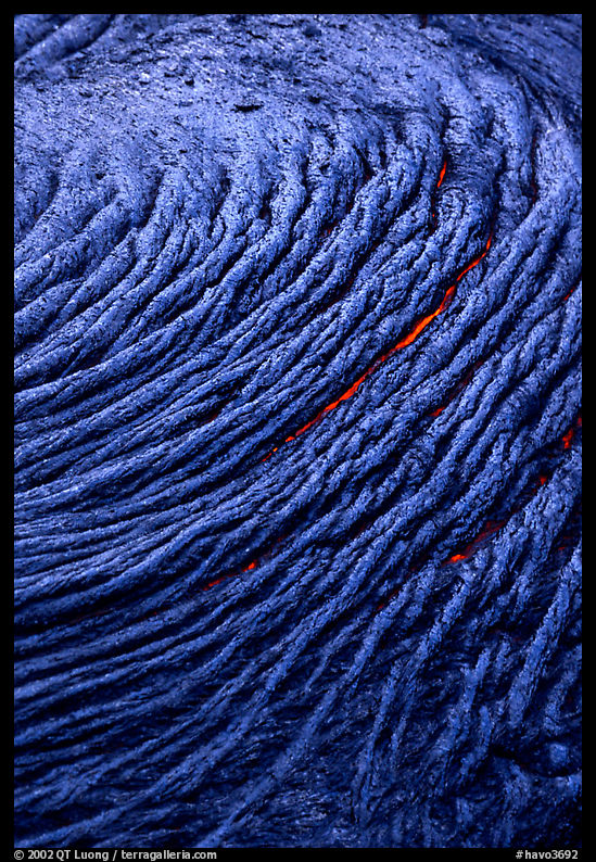 Circular ripples of flowing pahoehoe lava. Hawaii Volcanoes National Park, Hawaii, USA.