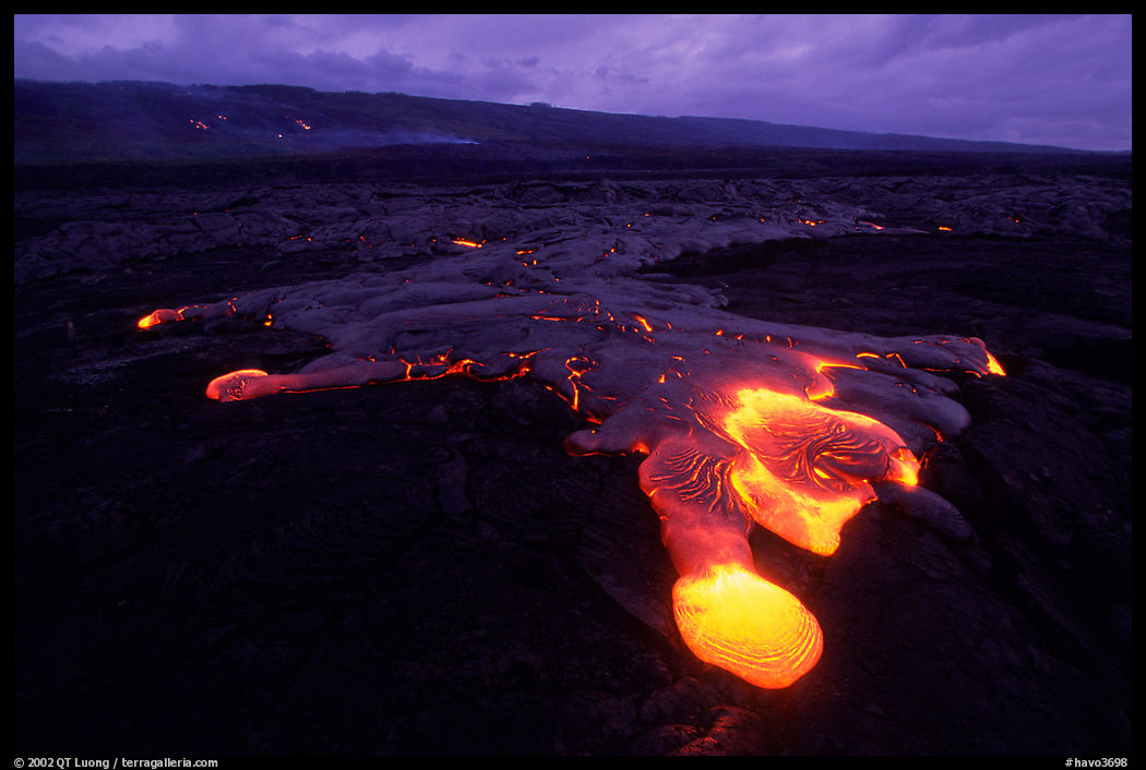 Live lava flow at dawn near the end of Chain of Craters road. Hawaii Volcanoes National Park