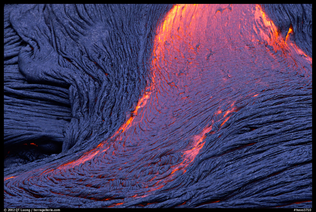Close-up of red lava flow. Hawaii Volcanoes National Park, Hawaii, USA.