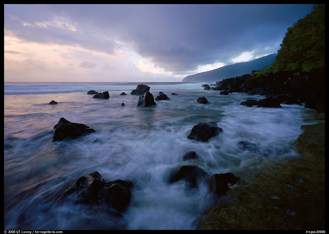 Surf and rocks, Siu Point, Tau Island. National Park of American Samoa