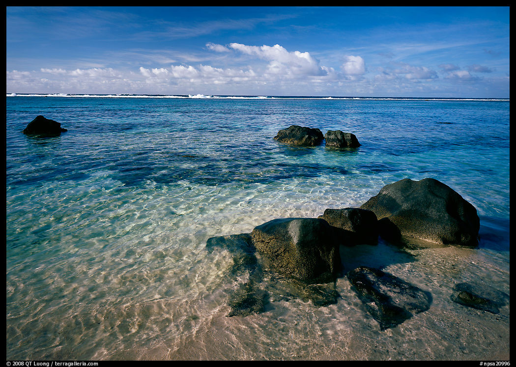 Volcanic boulders and Reef, Ofu Island. National Park of American Samoa