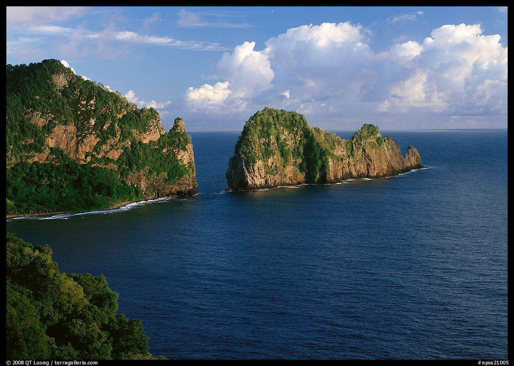 Pola Island and Vaiava Strait, early morning, Tutuila Island. National Park of American Samoa