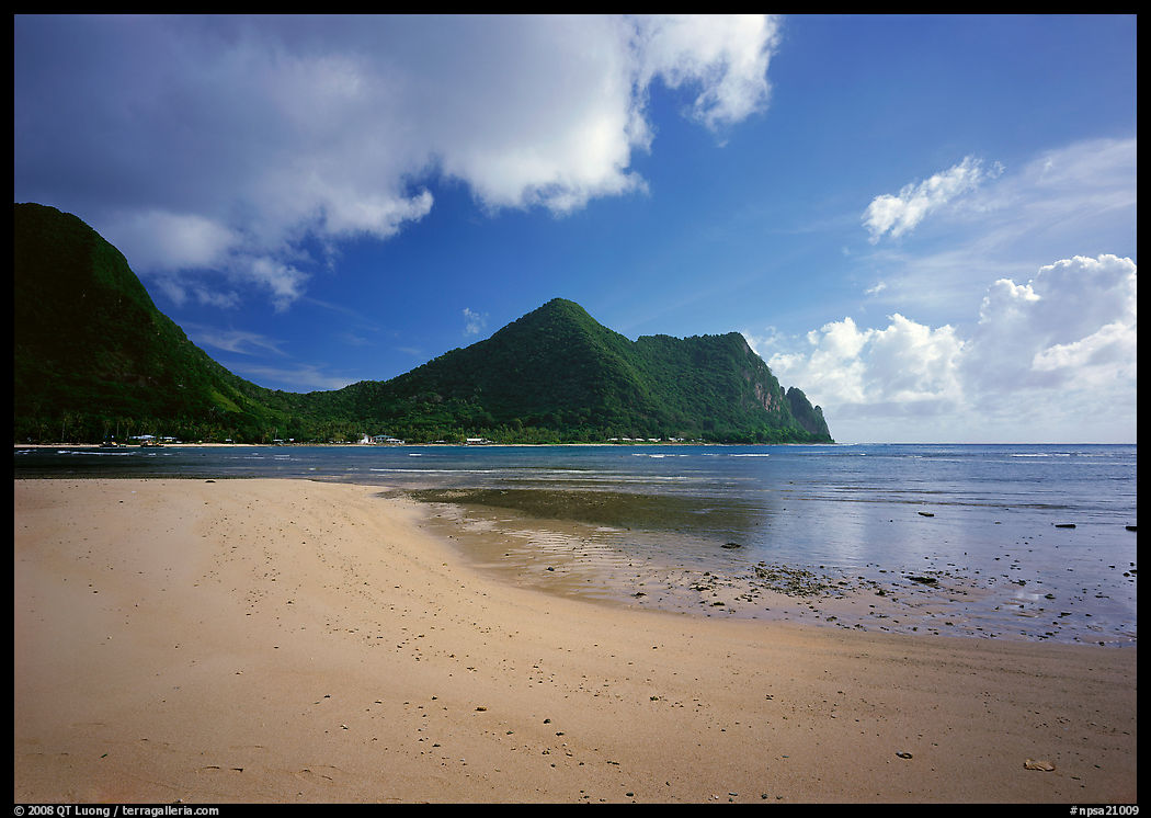 Sand beach in Vatia Bay, Tutuila Island. National Park of American Samoa