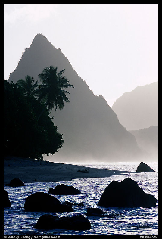 Sunuitao Peak from the South Beach, early morning, Ofu Island. National Park of American Samoa
