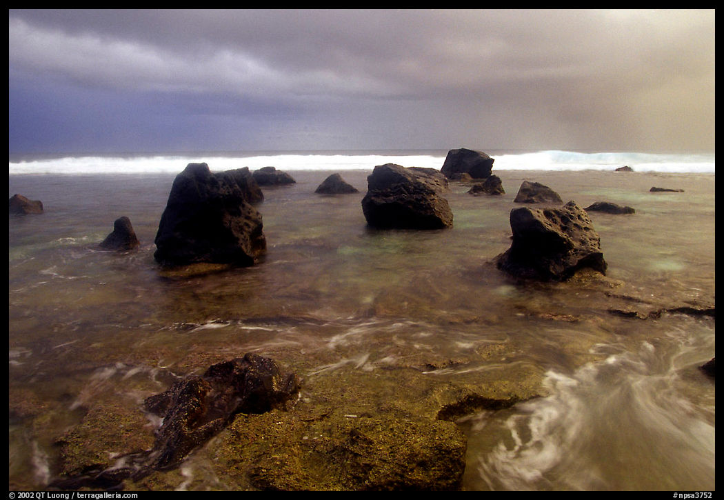 Boulders and approaching tropical storm, Siu Point, Tau Island. National Park of American Samoa