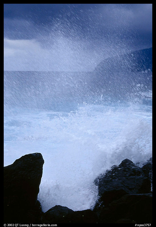 Crashing wave, Siu Point, Tau Island. National Park of American Samoa