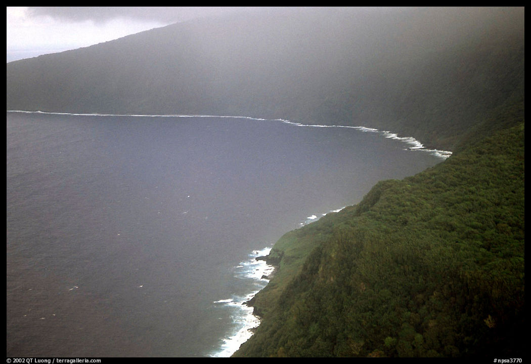 Aerial view of the wild South coast of Tau Island. National Park of American Samoa