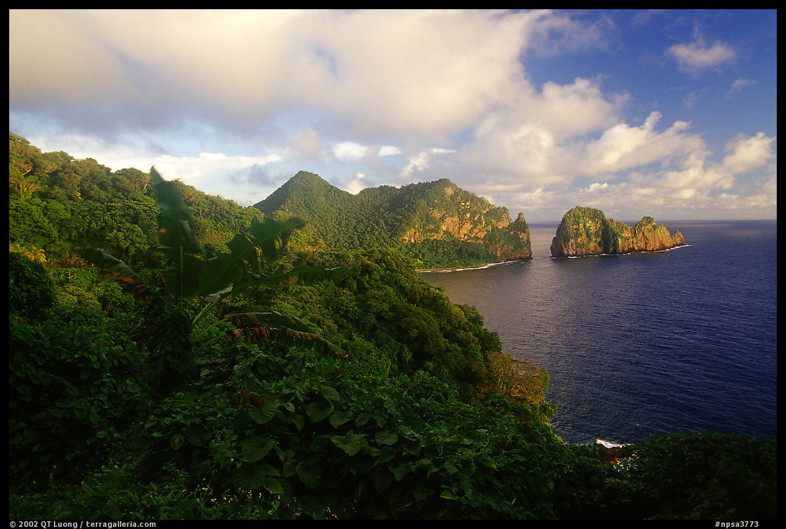 Sunrise on Vatia Bay and Pola Island, Tutuila Island. National Park of American Samoa