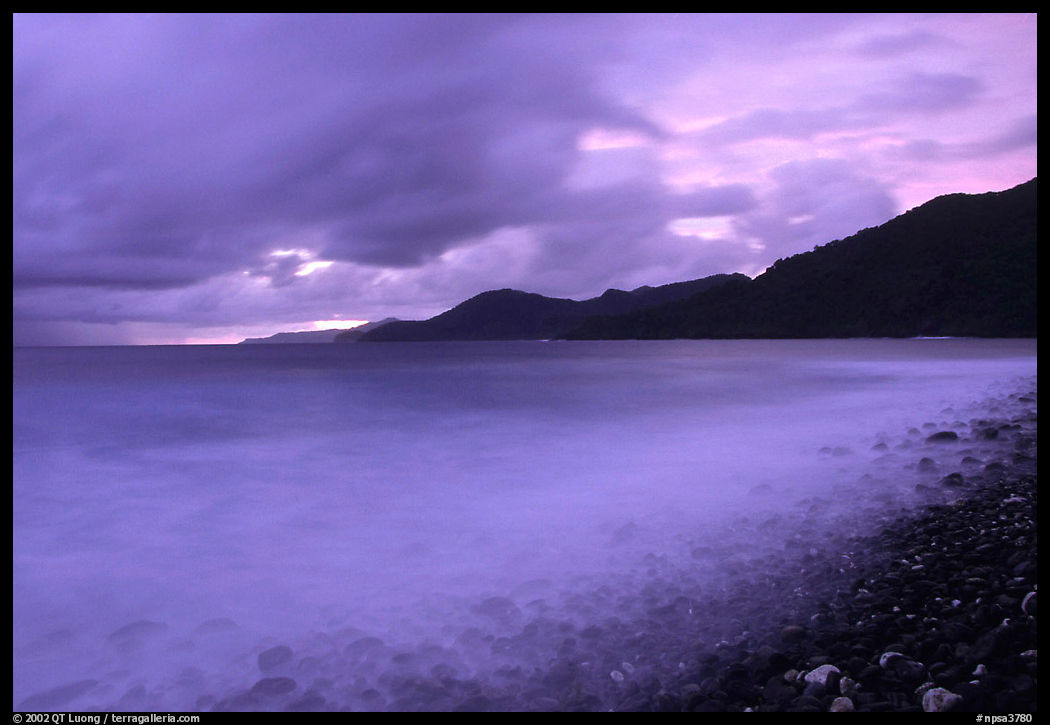 Approaching storm at sunrise, Vatia bay, Tutuila Island. National Park of American Samoa