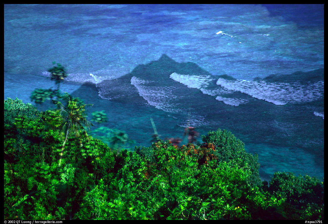 Tropical vegetation and turquoise waters in Vatia Bay, Tutuila Island. National Park of American Samoa