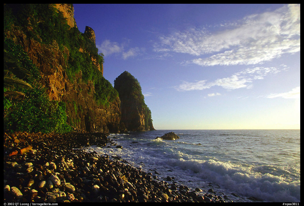 Pola Island cliffs, early morning, Tutuila Island. National Park of American Samoa