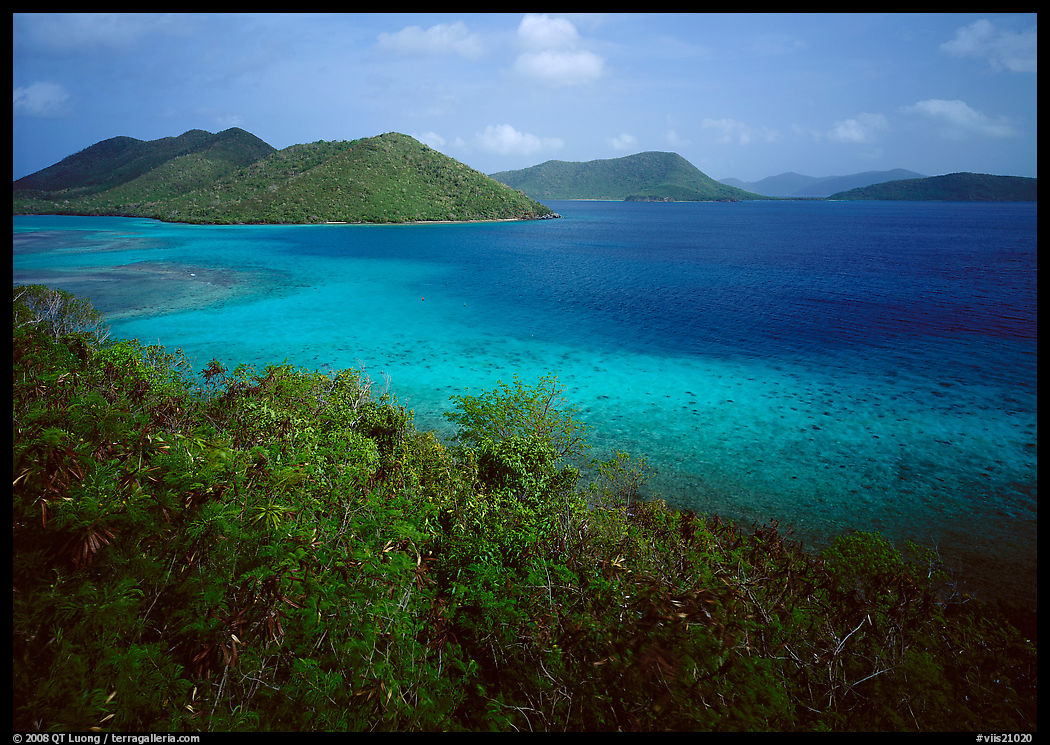 Tropical island environment with turquoise waters. Virgin Islands National Park, US Virgin Islands.