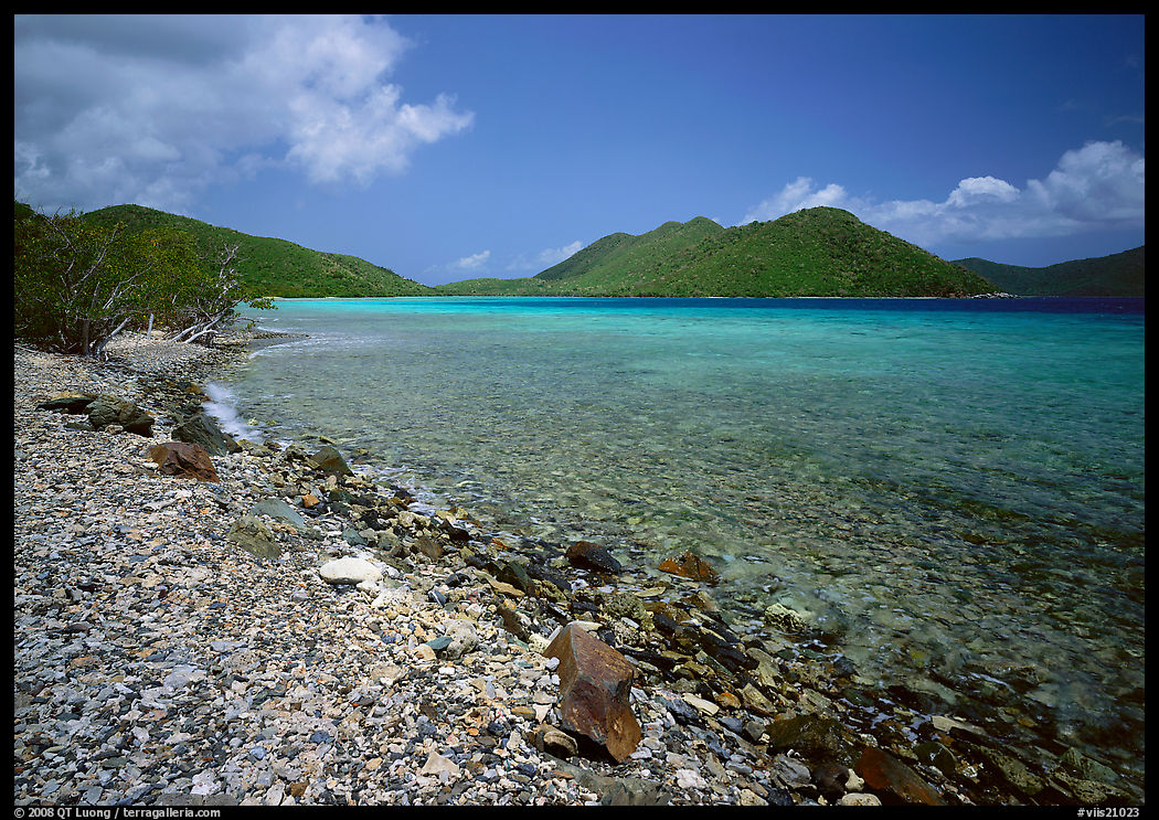 Turquoise waters in Leinster Bay. Virgin Islands National Park, US Virgin Islands.