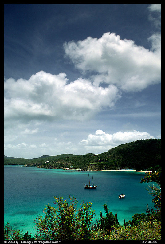 Yachts anchored in Hurricane Hole Bay. Virgin Islands National Park