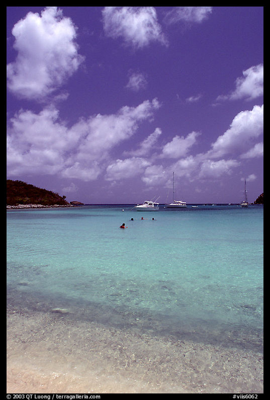 Tropical beach and yachts. Virgin Islands National Park, US Virgin Islands.