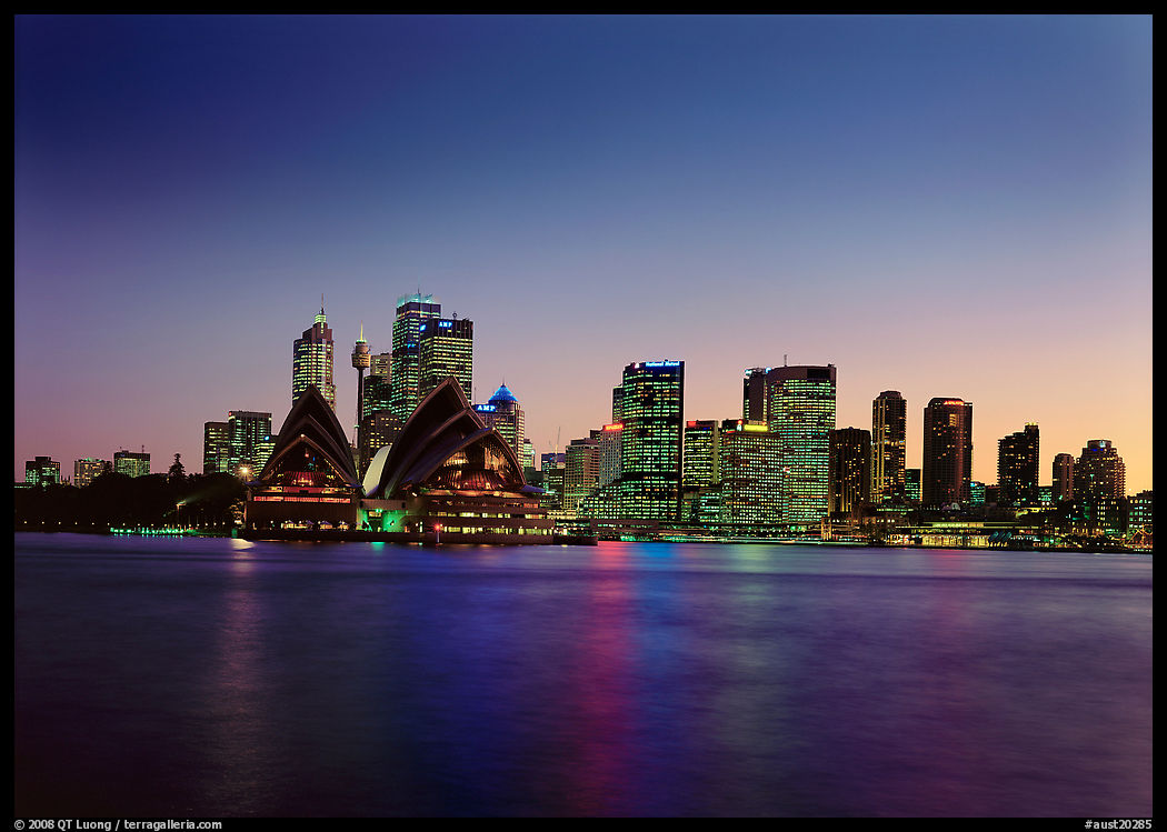 Skyline at sunset with Opera House. Sydney, New South Wales, Australia
