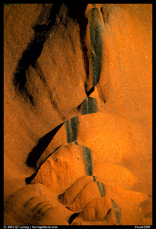 Rock sculptured by flash flood flows on Ayers Rock. Uluru-Kata Tjuta National Park, Northern Territories, Australia