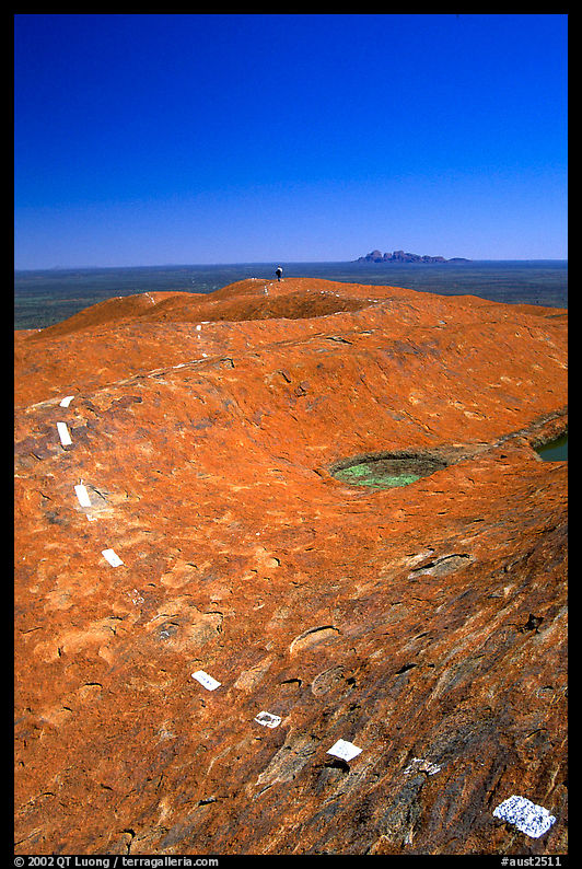 Trail markers on the top of Ayers Rock. Uluru-Kata Tjuta National Park, Northern Territories, Australia