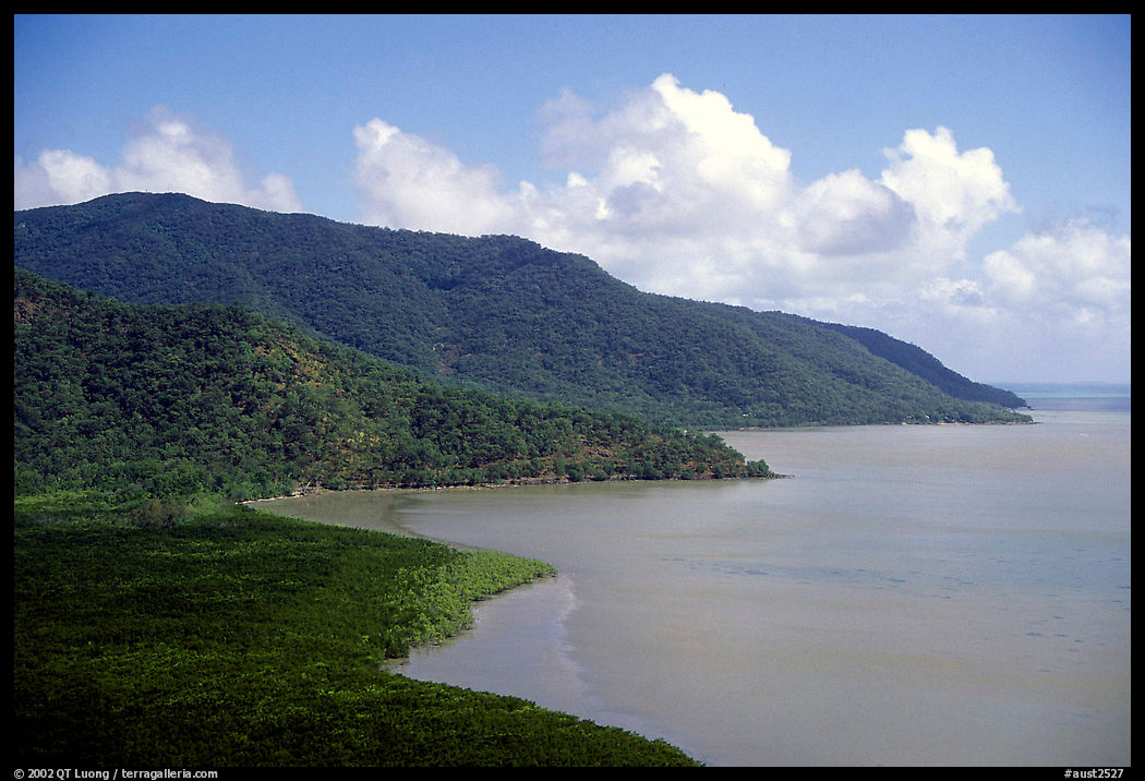 Aerial view of the coast near Cape Tribulation. Queensland, Australia