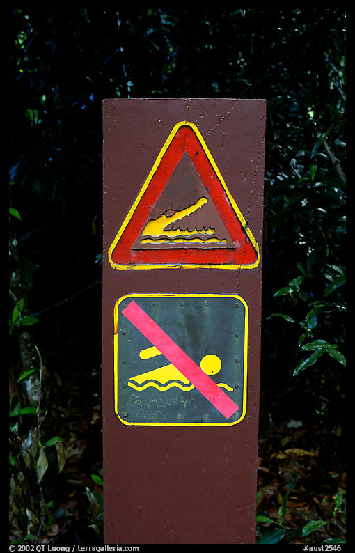 Sign warning of crocodiles. Australia
