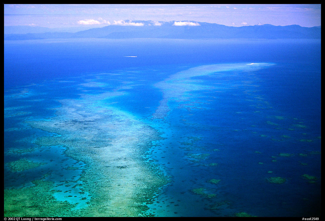Aerial view of an island  near Cairns. The Great Barrier Reef, Queensland, Australia