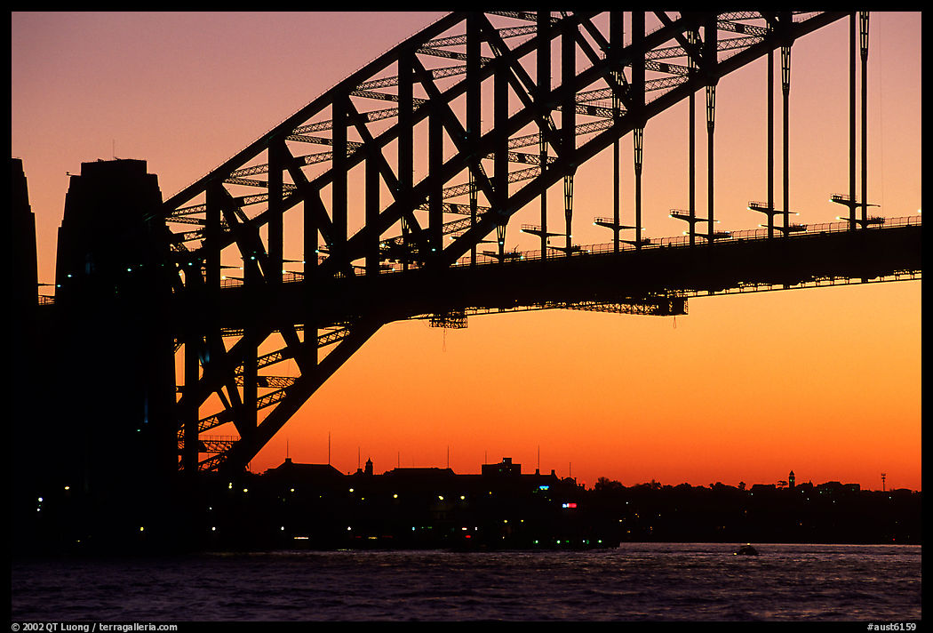 Harbour bridge at sunset. Sydney, New South Wales, Australia