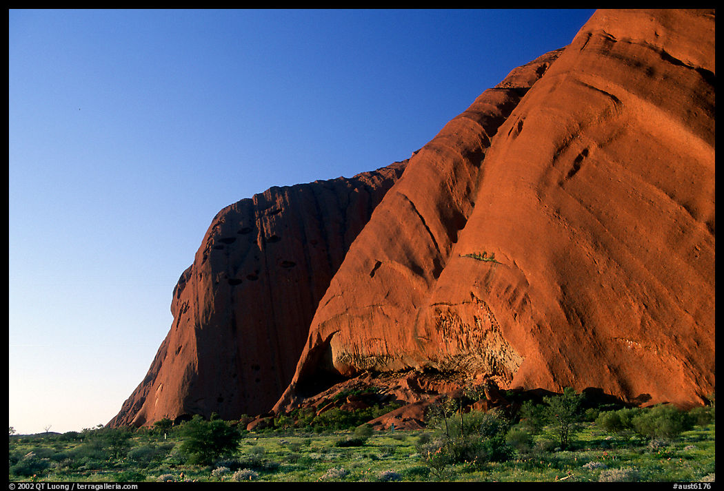 The steep walls of Ayers Rock. Uluru-Kata Tjuta National Park, Northern Territories, Australia