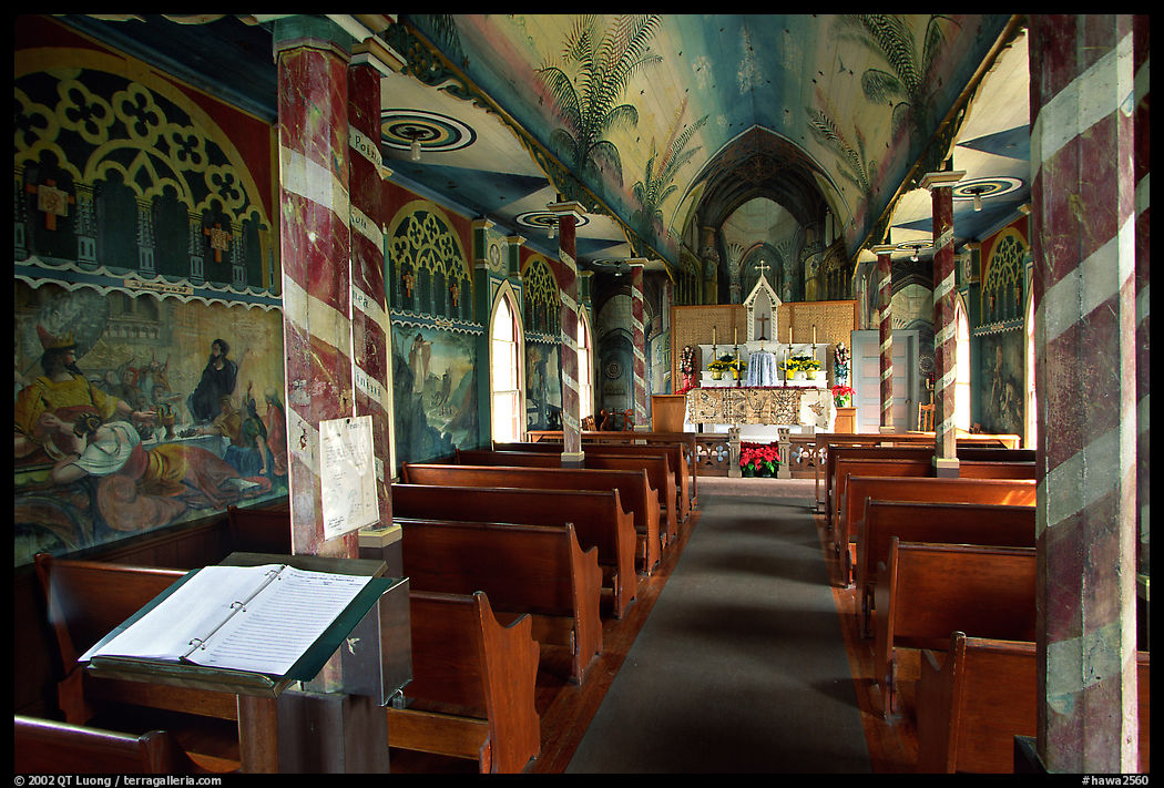Interior of the Saint Benedict Catholic Church (Painted Church). Big Island, Hawaii, USA